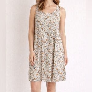 JANE AND DELANCEY WOMENS WHITE FLORAL SLEEVELESS LINED DRESS SIZE SMALL